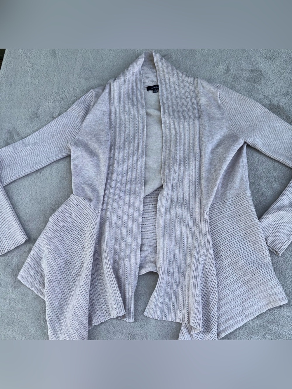 Verve Ami Women’s Large Open Front Beige Knit Cardigan Drape Sweater Medium